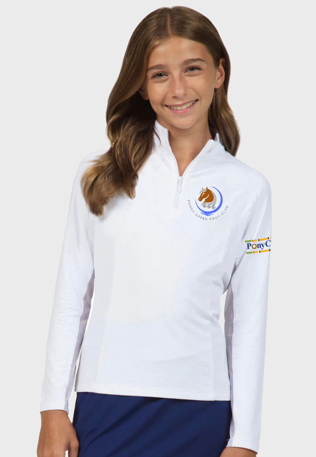 Sandy Creek Pony Club IBKÜL's Girls Long Sleeve Zip Mock Neck 2 Colo