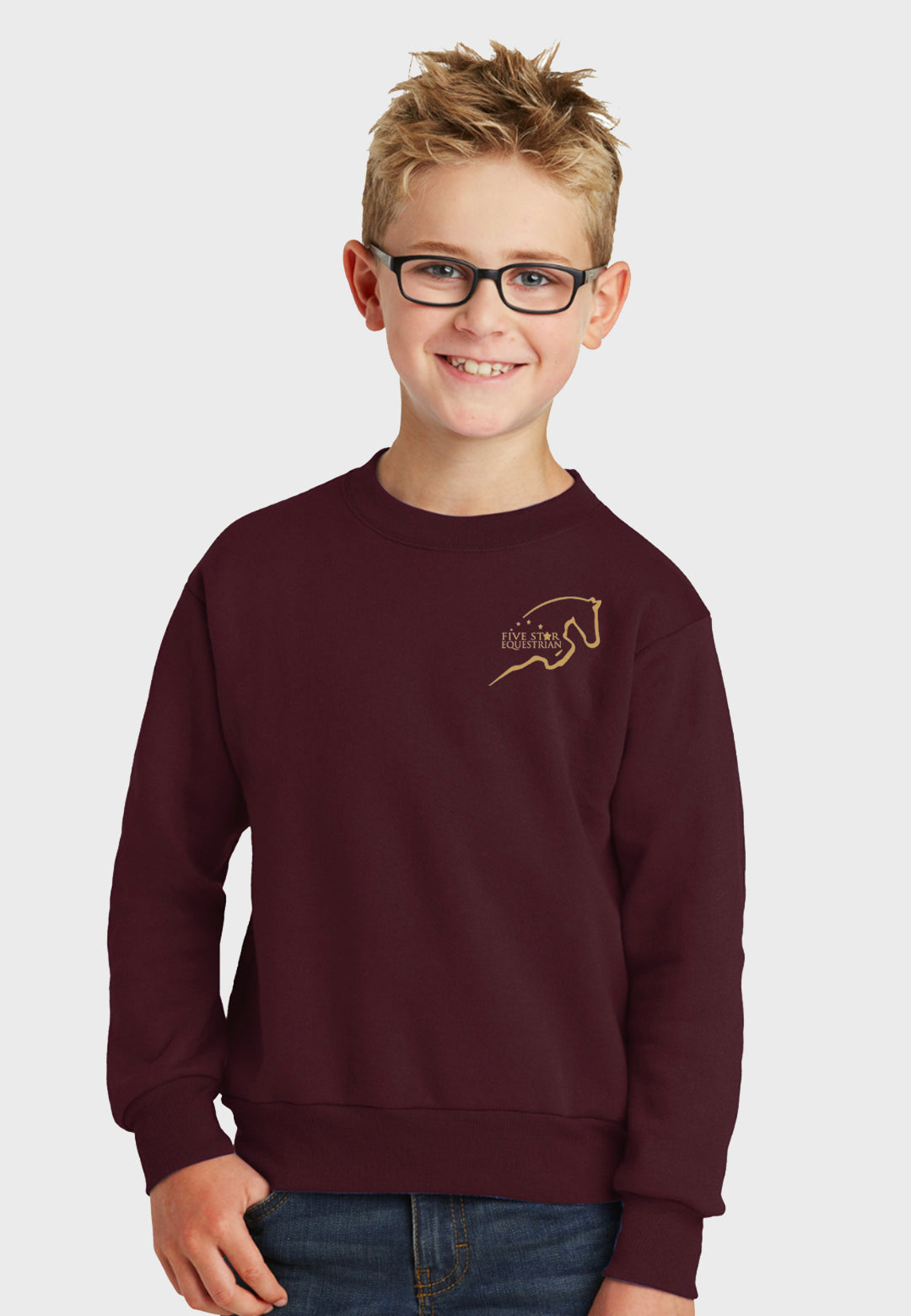 Five Star Equestrian Port & Company® Core Fleece Crewneck Sweatshirt (Youth Unisex)