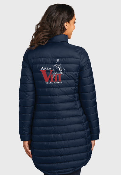 Area VIII Young Riders Port Authority® Ladies Horizon Navy Puffy Long Jacket