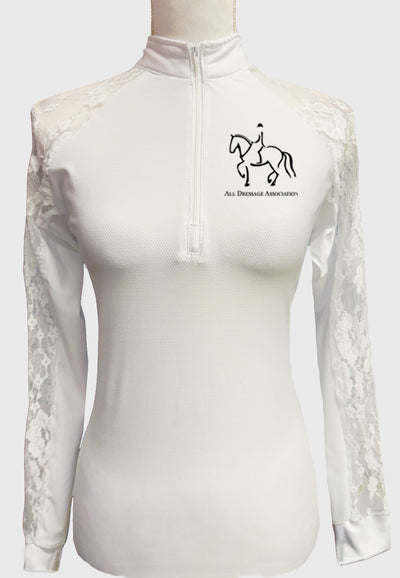 All Dressage Association Lace Show Shirt - Ladies + Youth Sizes, 4 Color Options