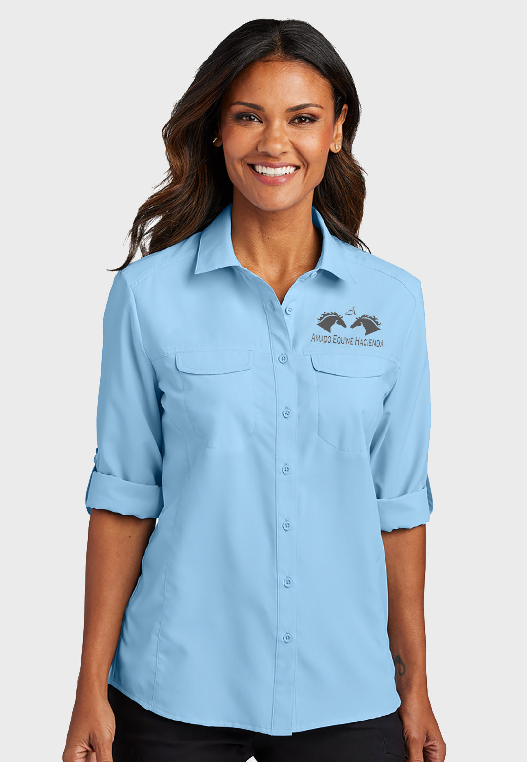 Amado Equine Hacienda Port Authority® Ladies Long Sleeve UV Daybreak Shirt, 3 Color Options