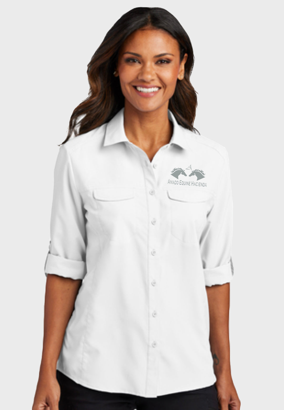 Amado Equine Hacienda Port Authority® Ladies Long Sleeve UV Daybreak Shirt, 3 Color Options