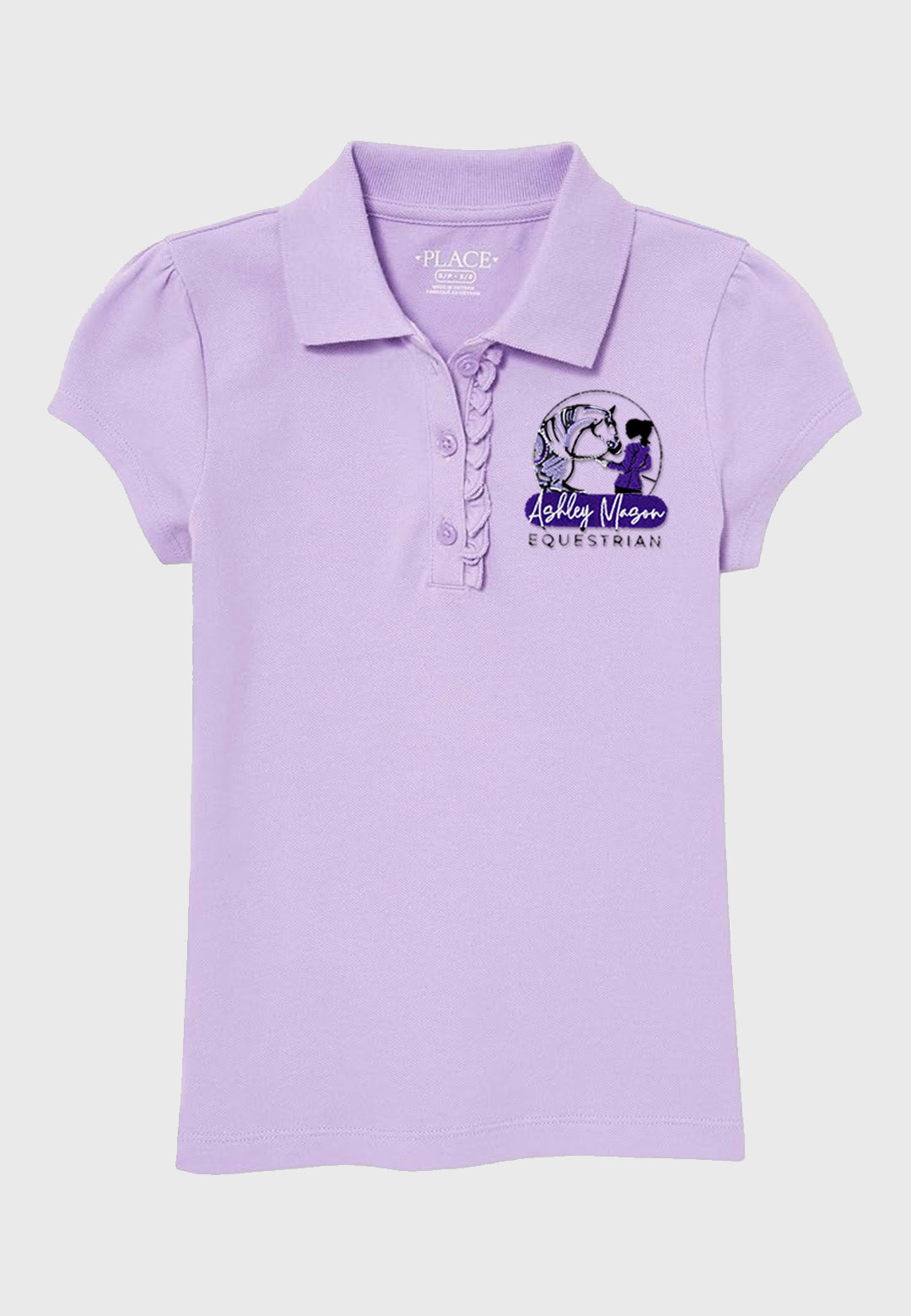 Ashely Mason Equestrian The Children's Place Girls' Short Sleeve Ruffle Pique Polo, 3 Color Options