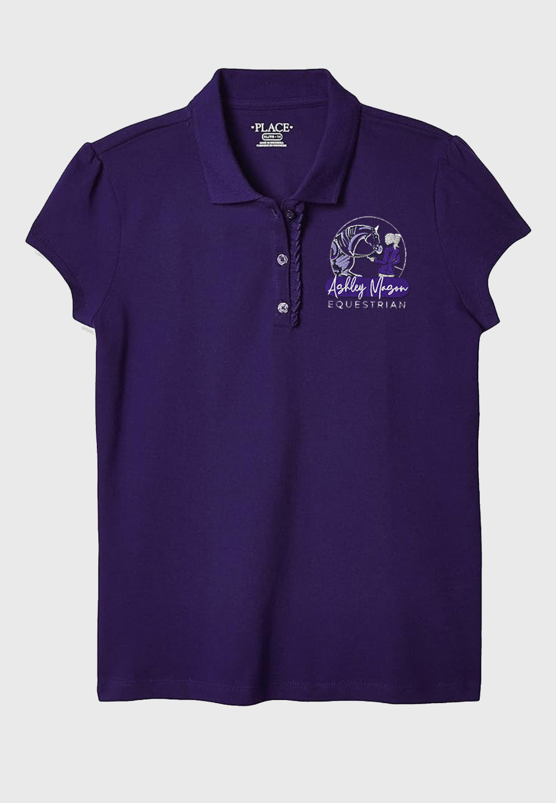 Ashely Mason Equestrian The Children's Place Girls' Short Sleeve Ruffle Pique Polo, 3 Color Options