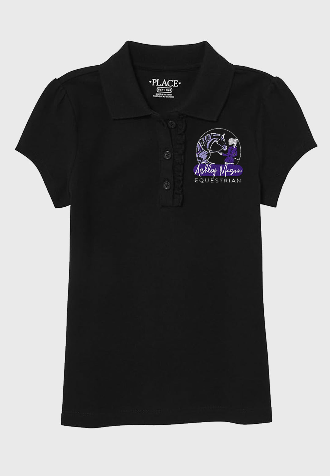 Ashely Mason Equestrian The Children's Place Girls' Short Sleeve Ruffle Pique Polo, 3 Color Options