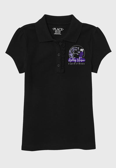 Ashely Mason Equestrian The Children's Place Girls' Short Sleeve Ruffle Pique Polo, 3 Color Options