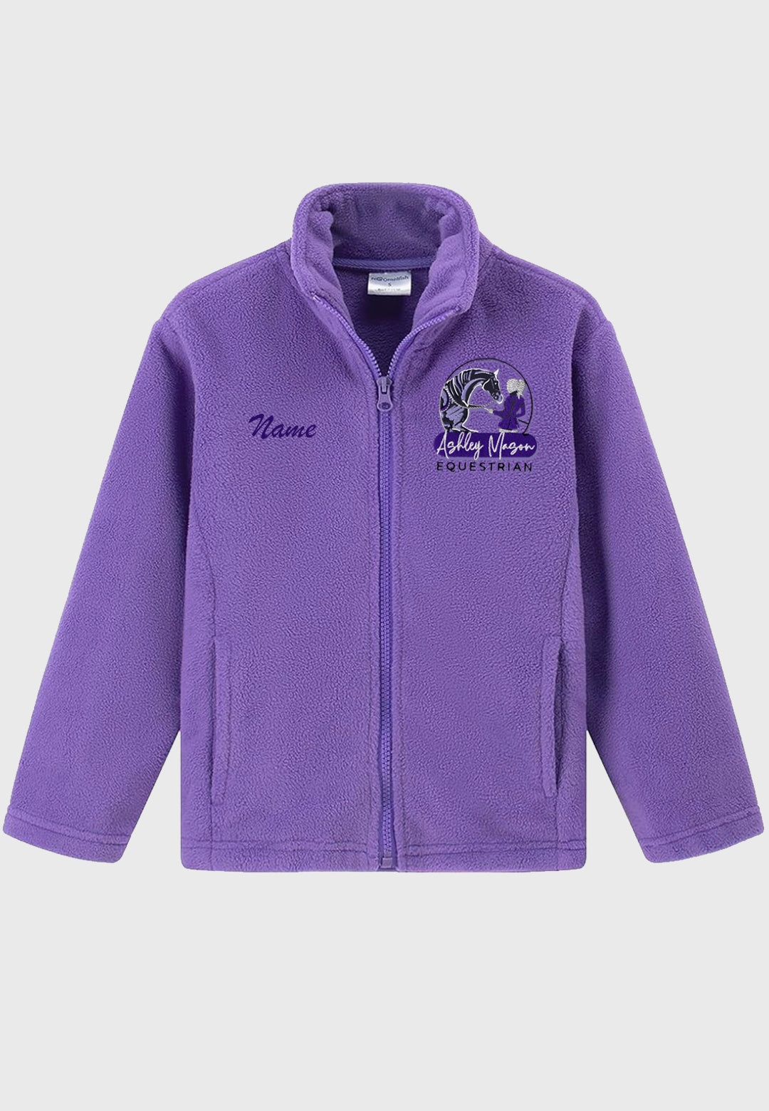 Ashley Mason Equestrian Noomelfish Girls Full Zip Soft Polar Fleece Jacket with Pockets, 2 Color Options