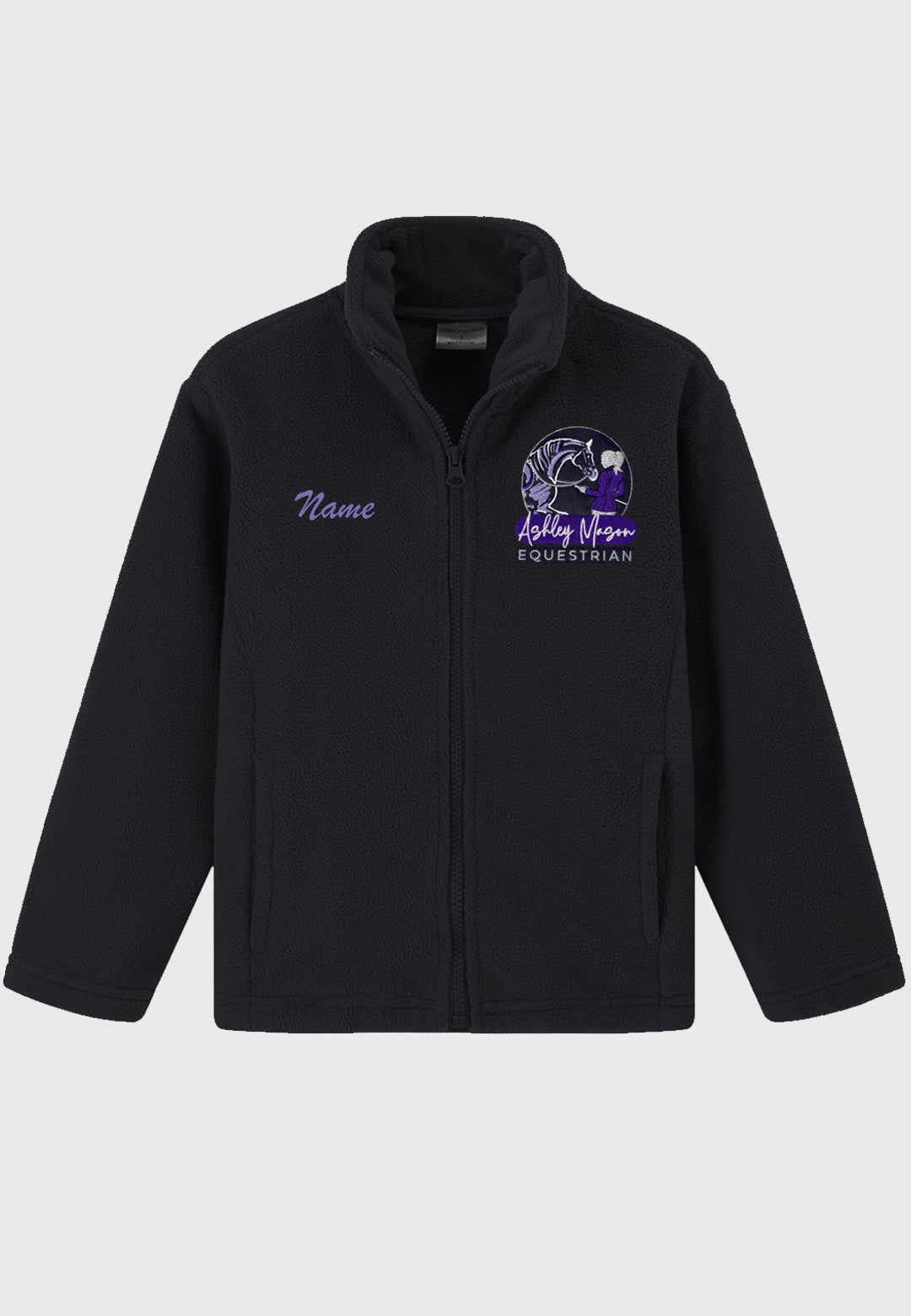 Ashley Mason Equestrian Noomelfish Girls Full Zip Soft Polar Fleece Jacket with Pockets, 2 Color Options