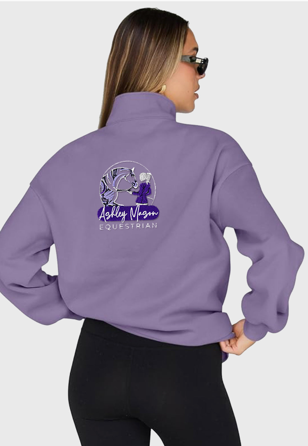 Ashley Mason Equestrian Ladies Trendy Queen Half Zip Pullover Sweatshirt, 2 Color Options