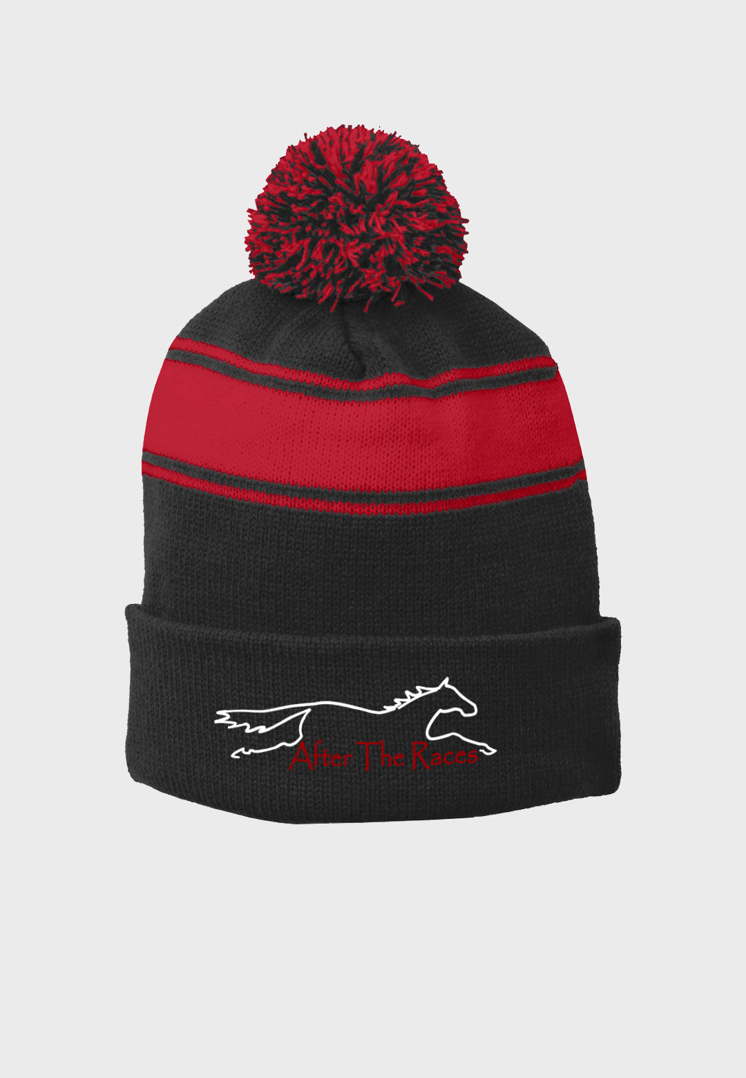 After the Races Sport-Tek® Stripe Pom Pom Beanie