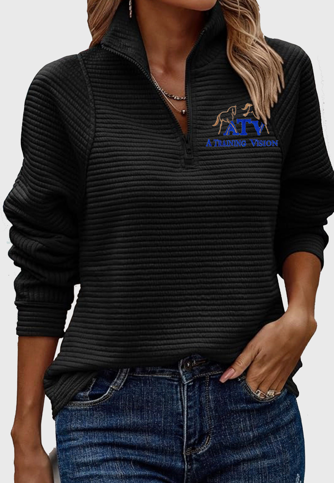 A Training Vision Ladies Quarter Zip Casual Sweatshirt