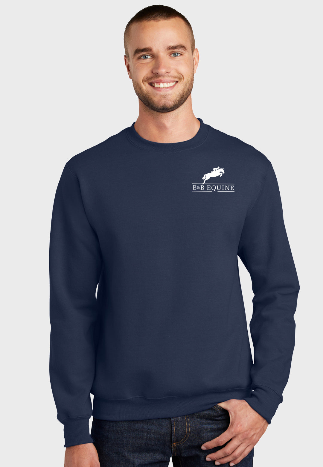 B & B Equine Port & Company® Essential Fleece Crewneck Sweatshirt - Adult (unisex)/Youth Sizes, 2 Color Options