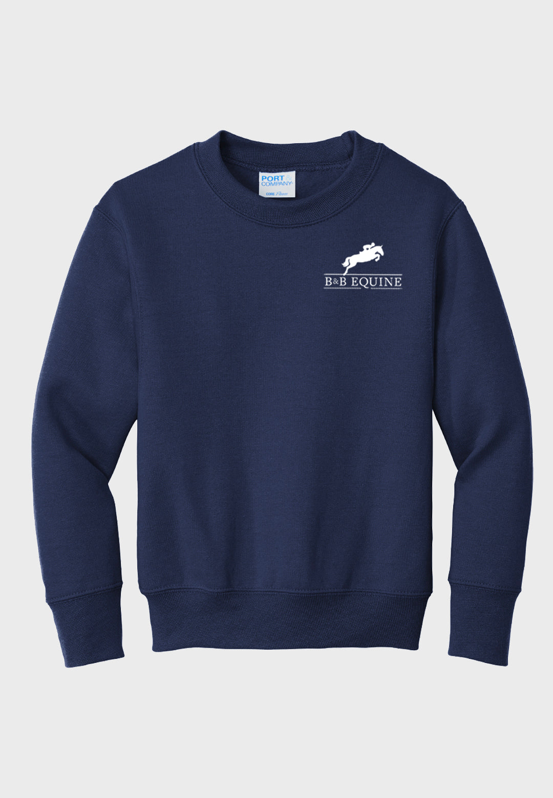 B & B Equine Port & Company® Essential Fleece Crewneck Sweatshirt - Adult (unisex)/Youth Sizes, 2 Color Options