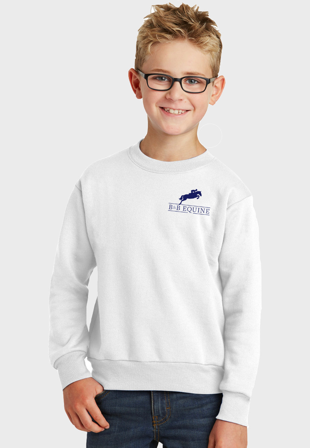 B & B Equine Port & Company® Essential Fleece Crewneck Sweatshirt - Adult (unisex)/Youth Sizes, 2 Color Options