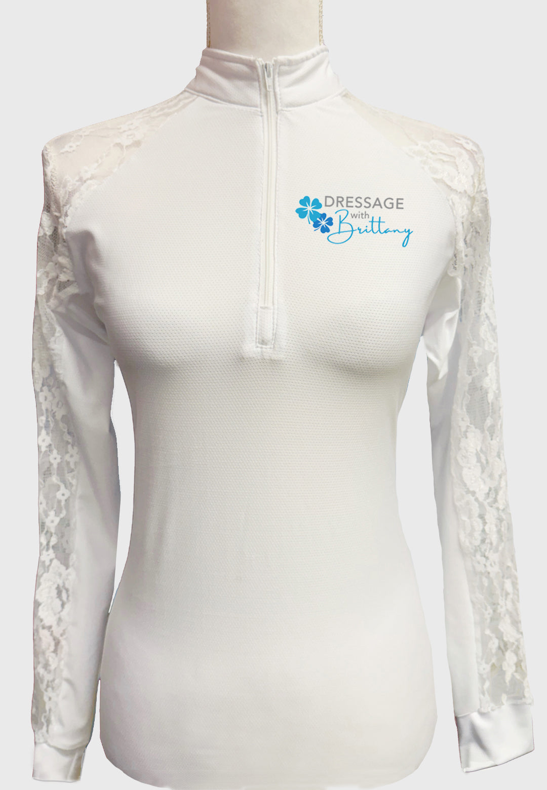 Brittany Dressage Ladies White Lace Show Shirt - Long/Short Sleeves
