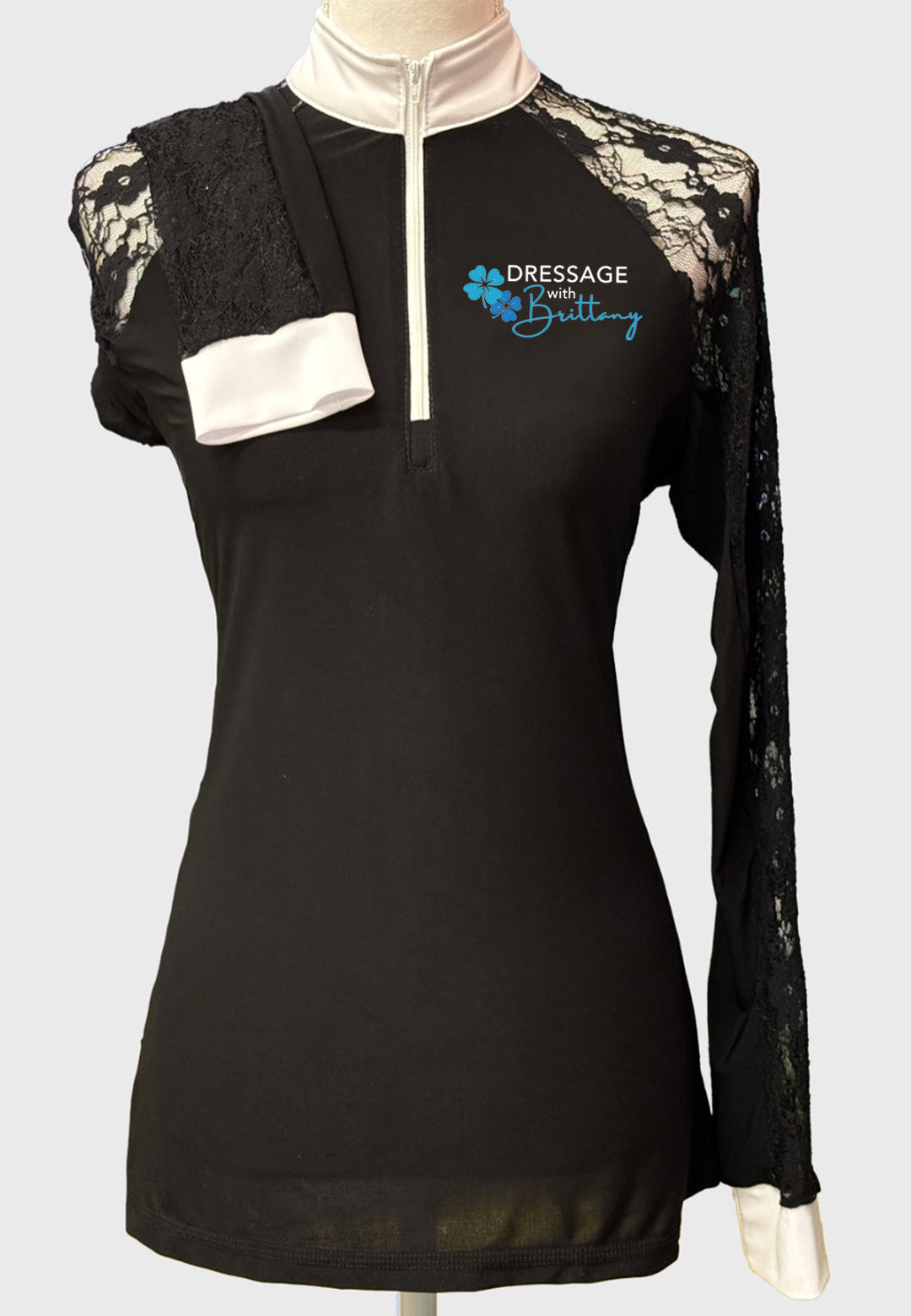 Brittany Dressage Ladies Black Lace Show Shirt - Long/Short Sleeves