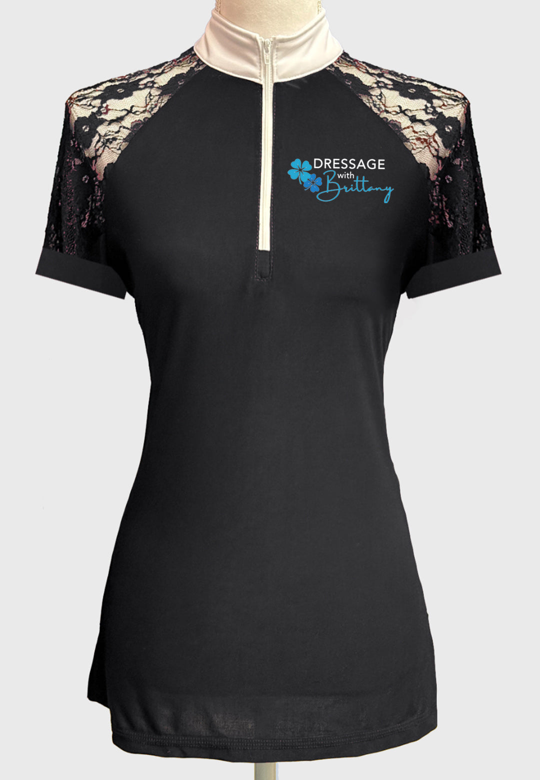 Brittany Dressage Ladies Black Lace Show Shirt - Long/Short Sleeves