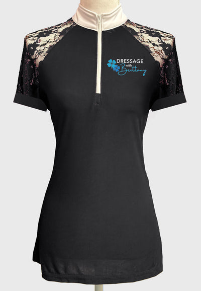 Brittany Dressage Ladies Black Lace Show Shirt - Long/Short Sleeves