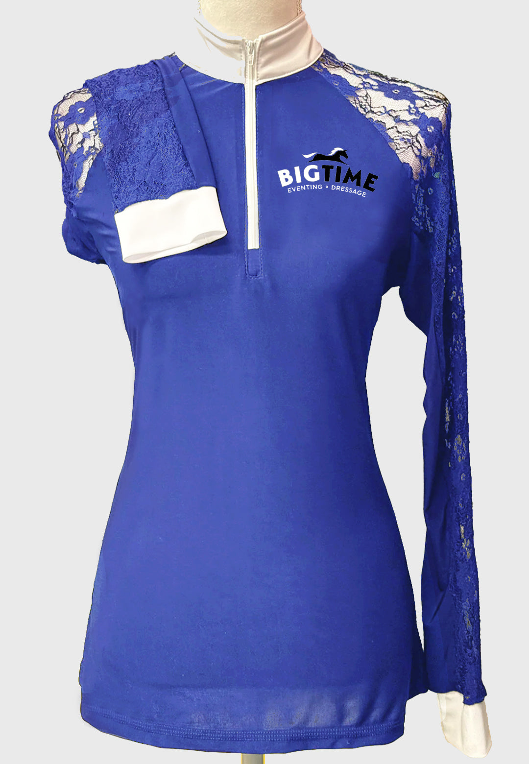 Bigtime Eventing Long Sleeve Show Shirt with Lace Sleeves, Ladies + Youth, 2 Color Options