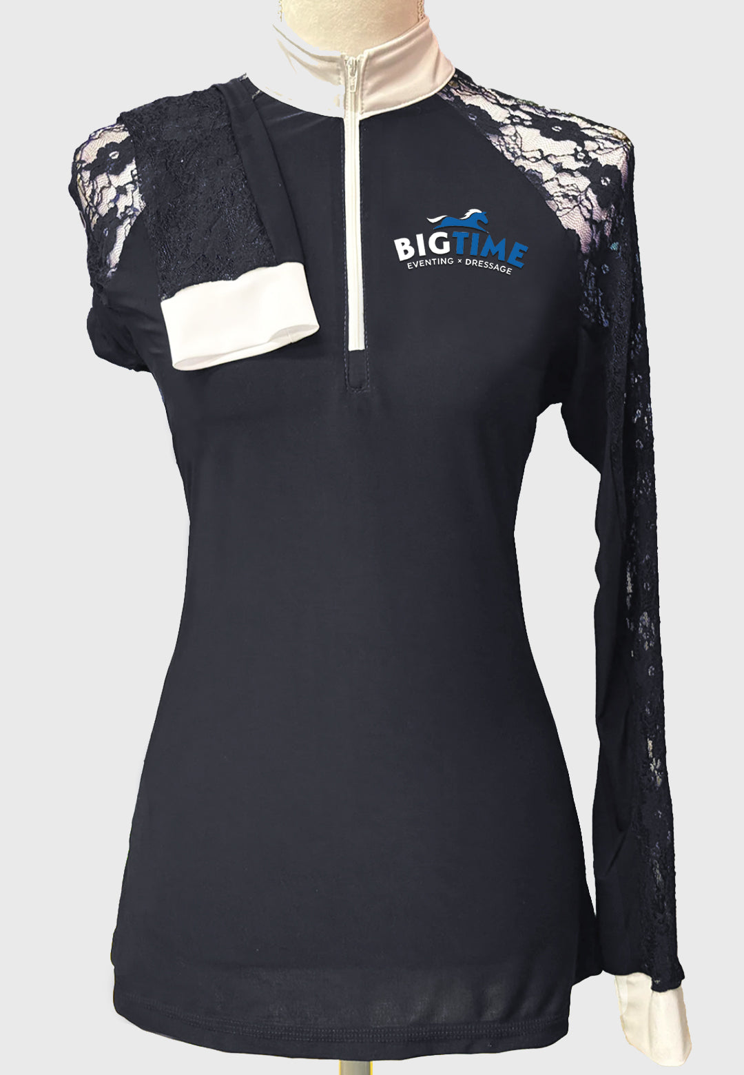 Bigtime Eventing Long Sleeve Show Shirt with Lace Sleeves, Ladies + Youth, 2 Color Options