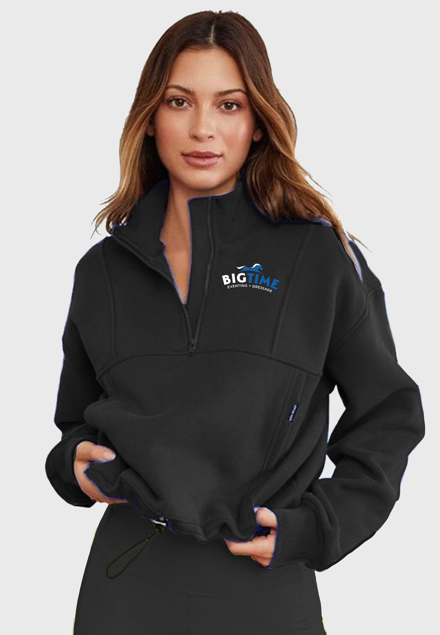 Bigtime Eventing LEEDYA Womens Long Sleeve Half Zip Oversized Cropped Sweatshirt