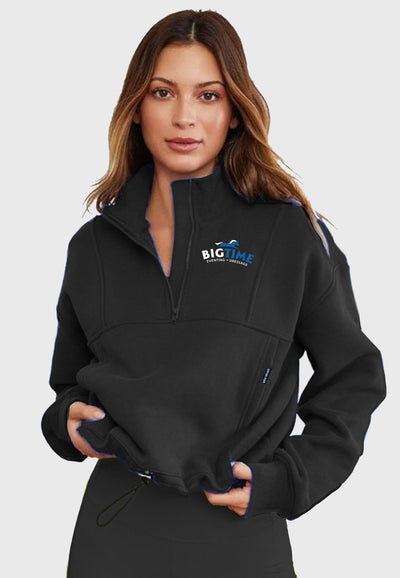 Bigtime Eventing LEEDYA Womens Long Sleeve Half Zip Oversized Cropped Sweatshirt