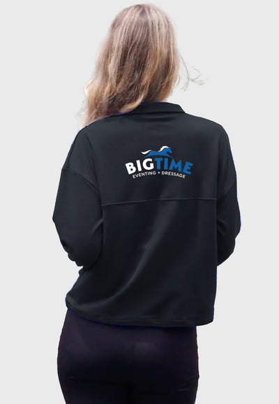 Bigtime Eventing LEEDYA Womens Long Sleeve Half Zip Oversized Cropped Sweatshirt