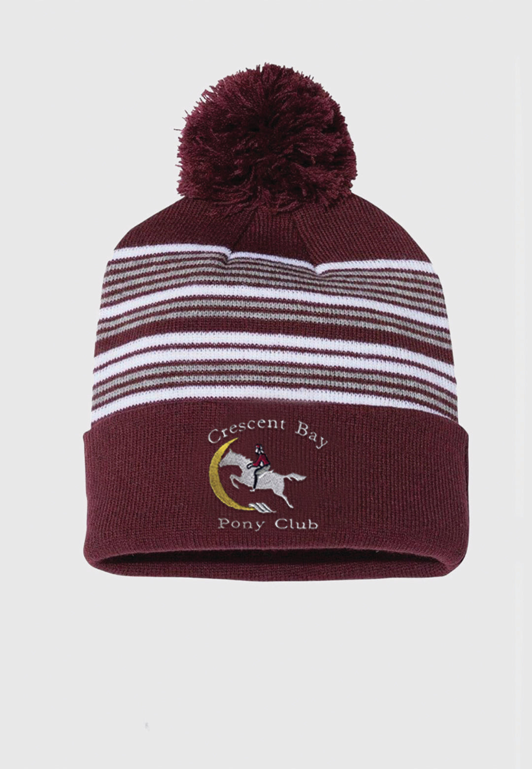 Crescent Bay Pony Club Sportsman Pom-Pom 12" Striped Pom-Pom Beanie