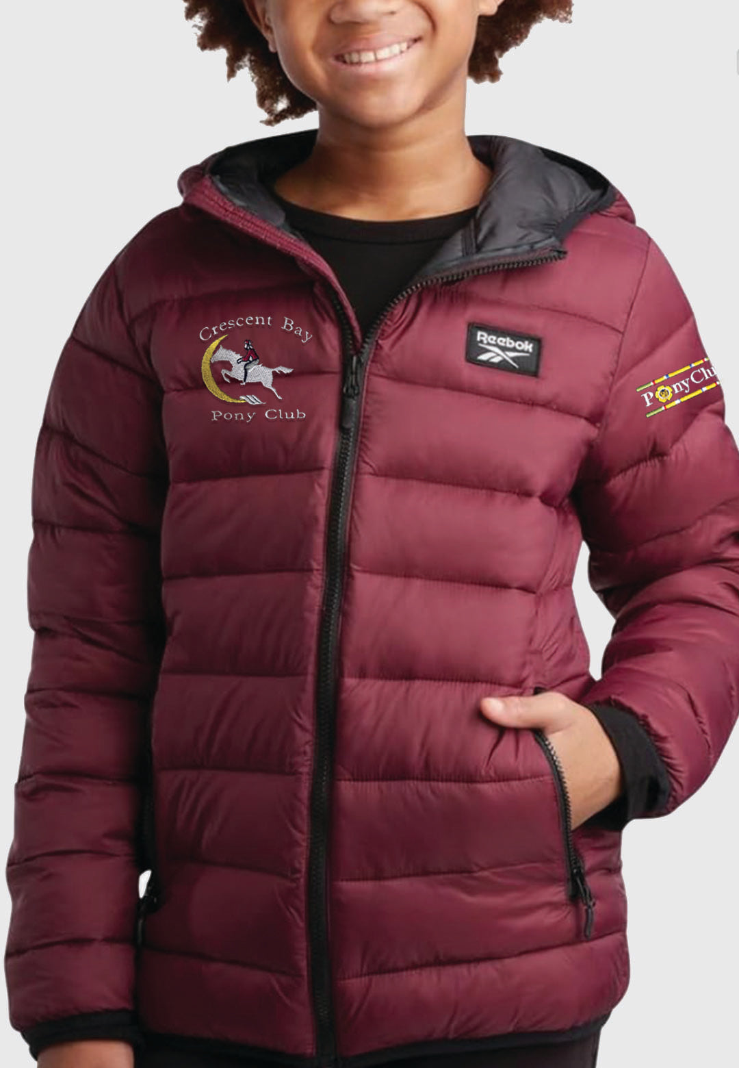 Crescent Bay Pony Club Reebok Youth Hooded Quilted Puffer Parka Coat