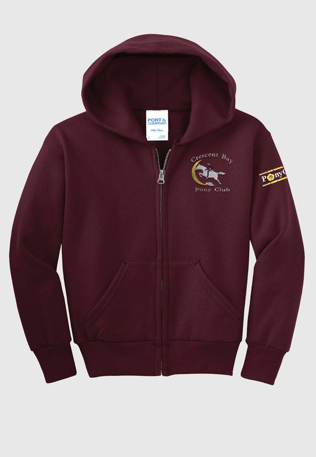 Crescent Bay Pony Club Port & Company® Youth Core Fleece Full-Zip Hooded Sweatshirt