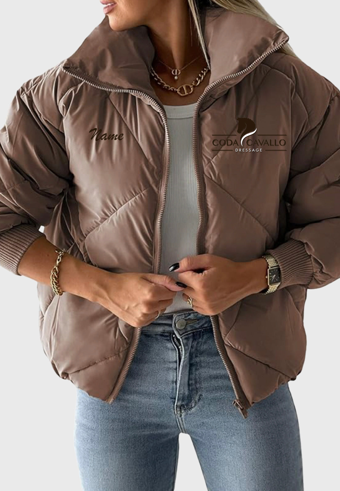 Coda Cavallo Dressage WOMENS QUILTED CROPPED PUFFER JACKET, 2 Color Options