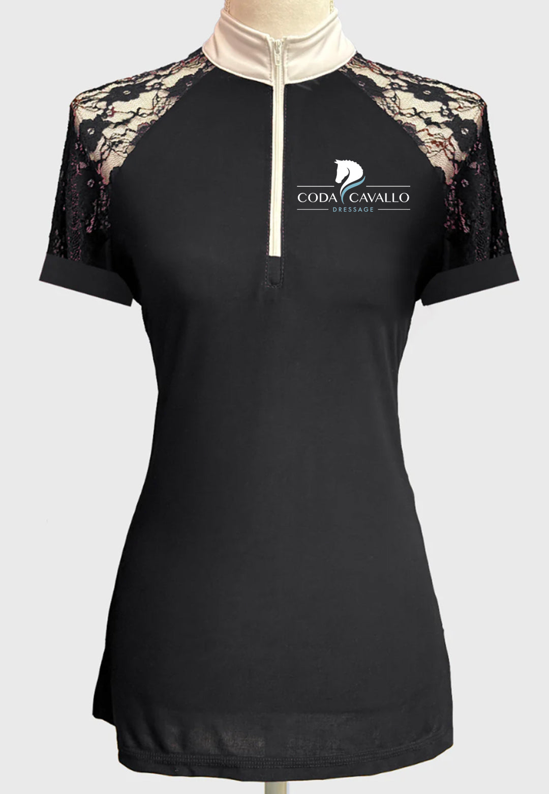Coda Cavallo Dressage Lace Short Sleeve Show Shirt - Ladies Style, 2 Sleeve Colors