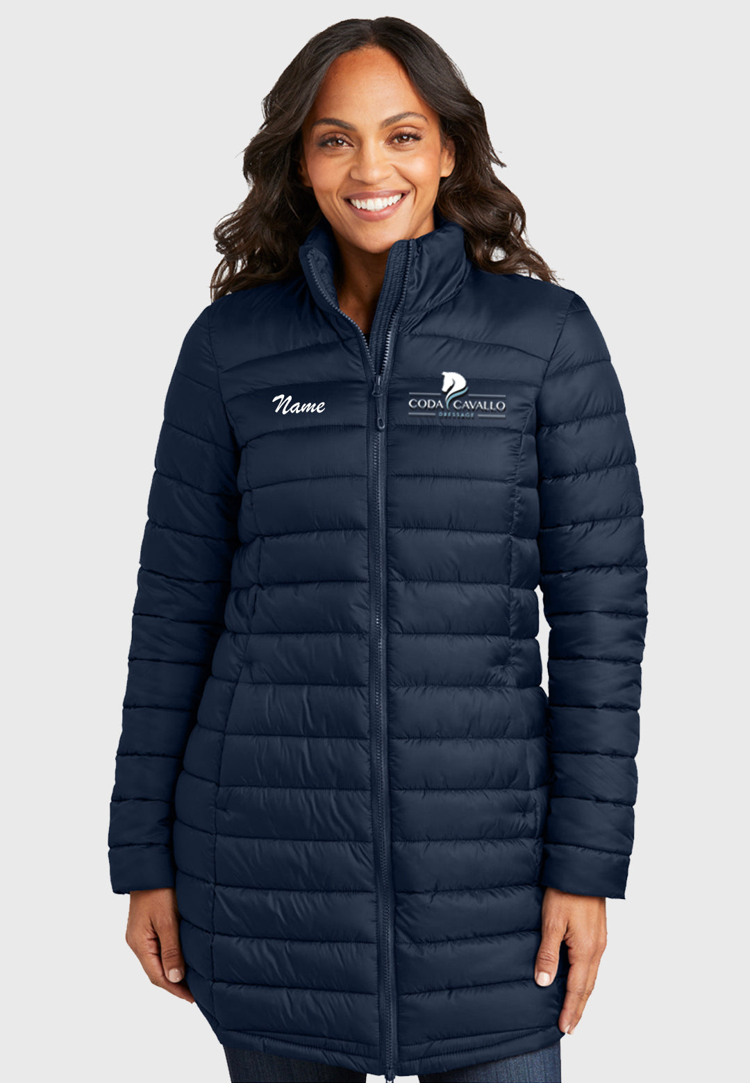 Coda Cavallo Dressage Port Authority® Ladies Horizon Navy Puffy Long Jacket