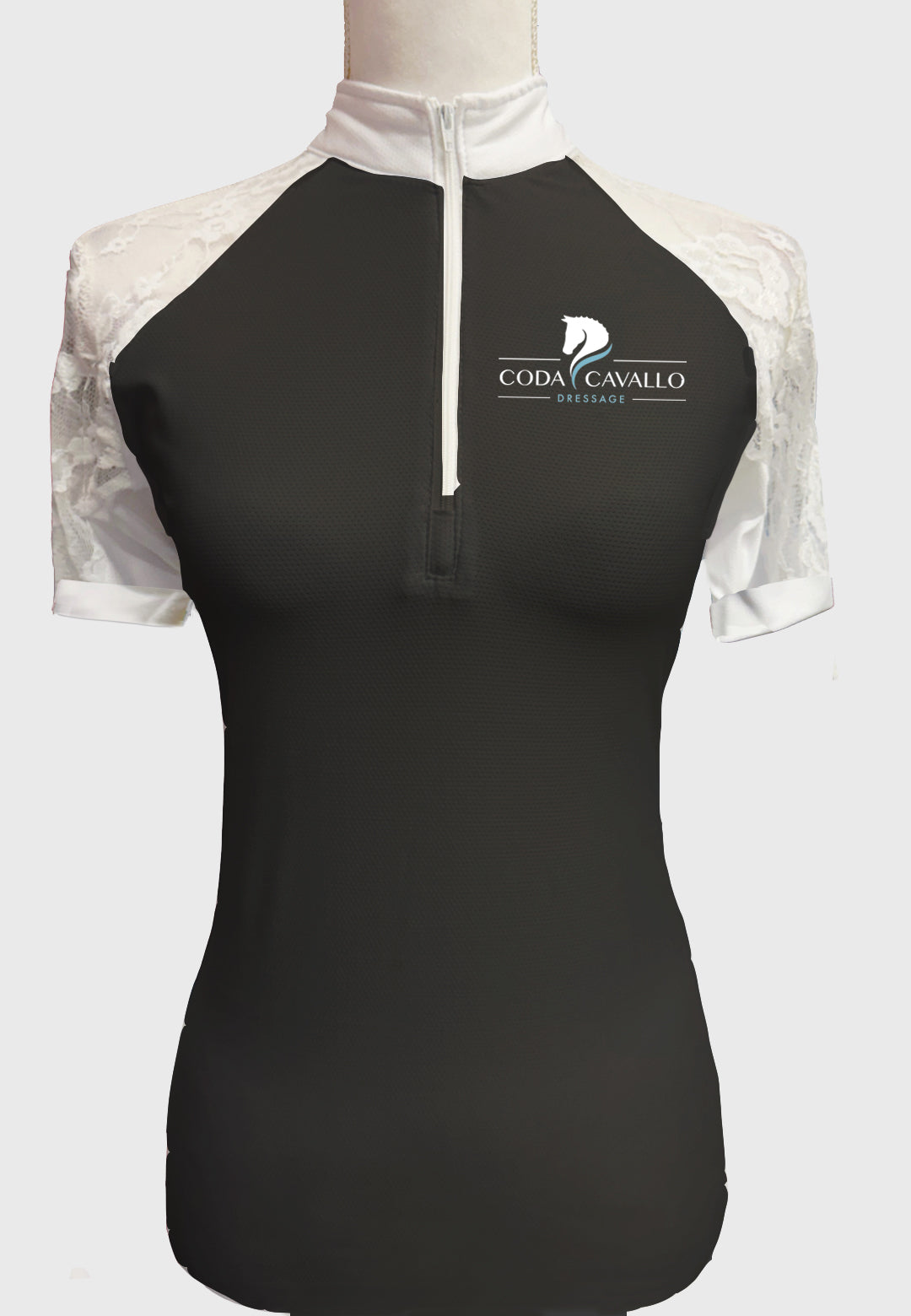 Coda Cavallo Dressage Lace Short Sleeve Show Shirt - Ladies Style, 2 Sleeve Colors