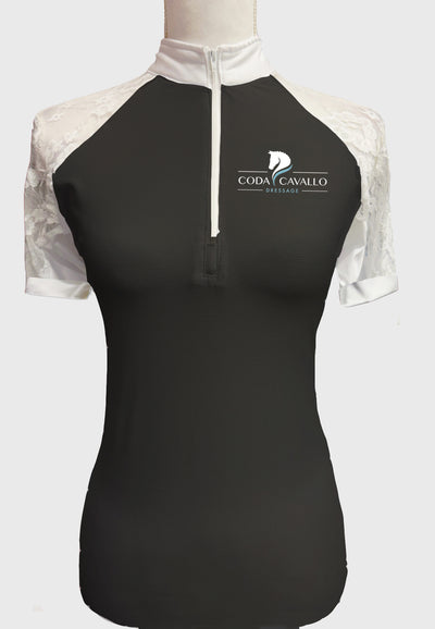Coda Cavallo Dressage Lace Short Sleeve Show Shirt - Ladies Style, 2 Sleeve Colors