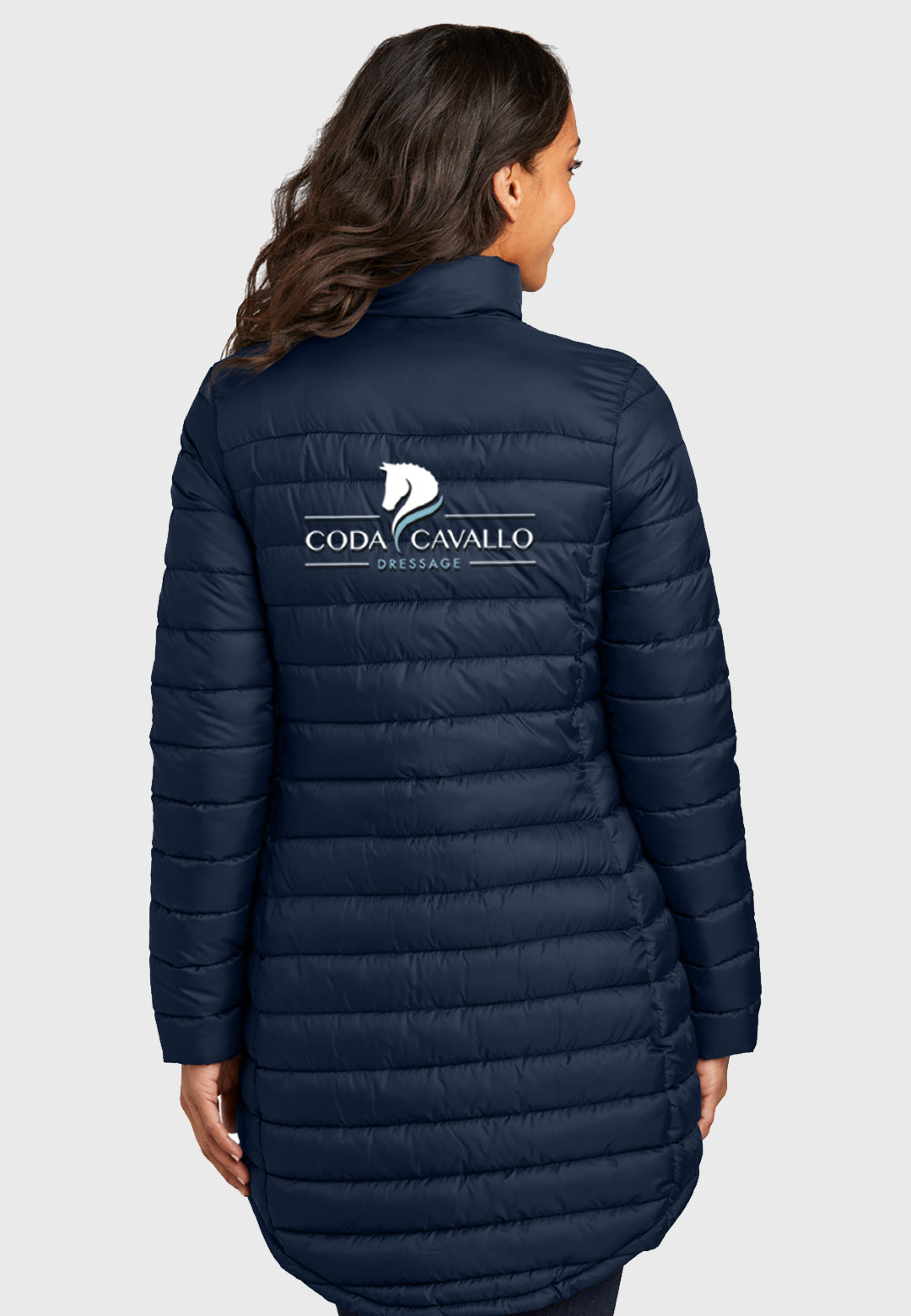 Coda Cavallo Dressage Port Authority® Ladies Horizon Navy Puffy Long Jacket