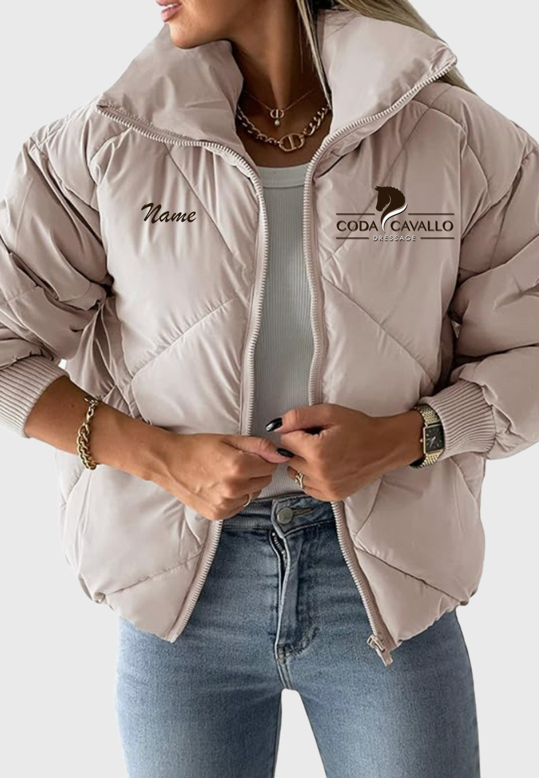 Coda Cavallo Dressage WOMENS QUILTED CROPPED PUFFER JACKET, 2 Color Options