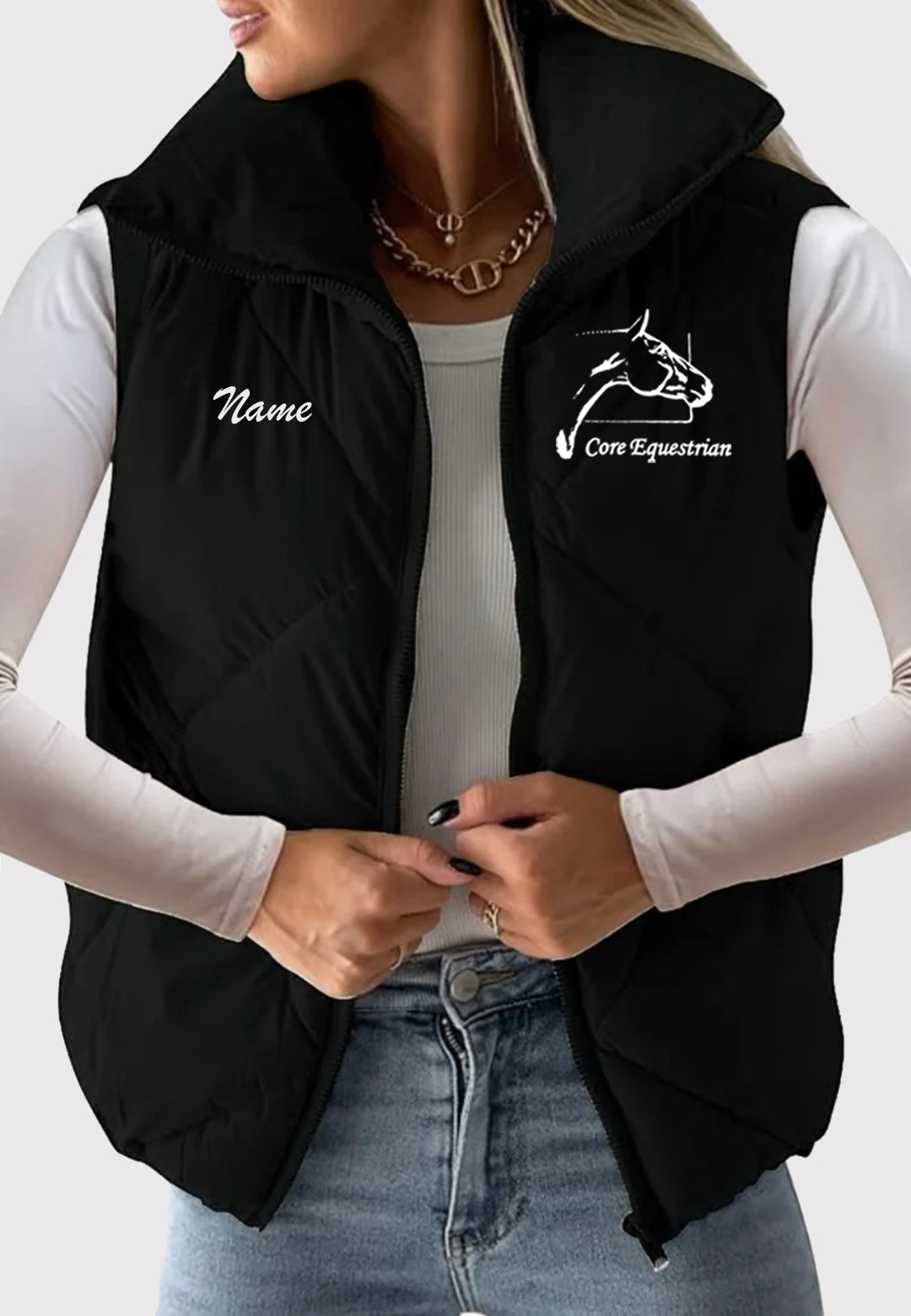 Core Equestrian Womens Quilted Cropped Puffer Vest