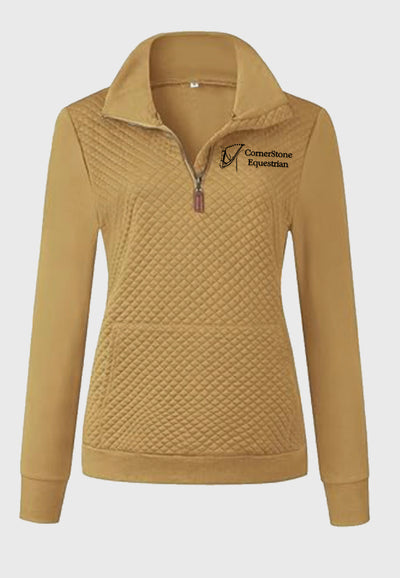 Cornerstone Equestrian BTFBM Ladies Quilted 1/4 Zip Black Sweatshirt, 2 Color Options