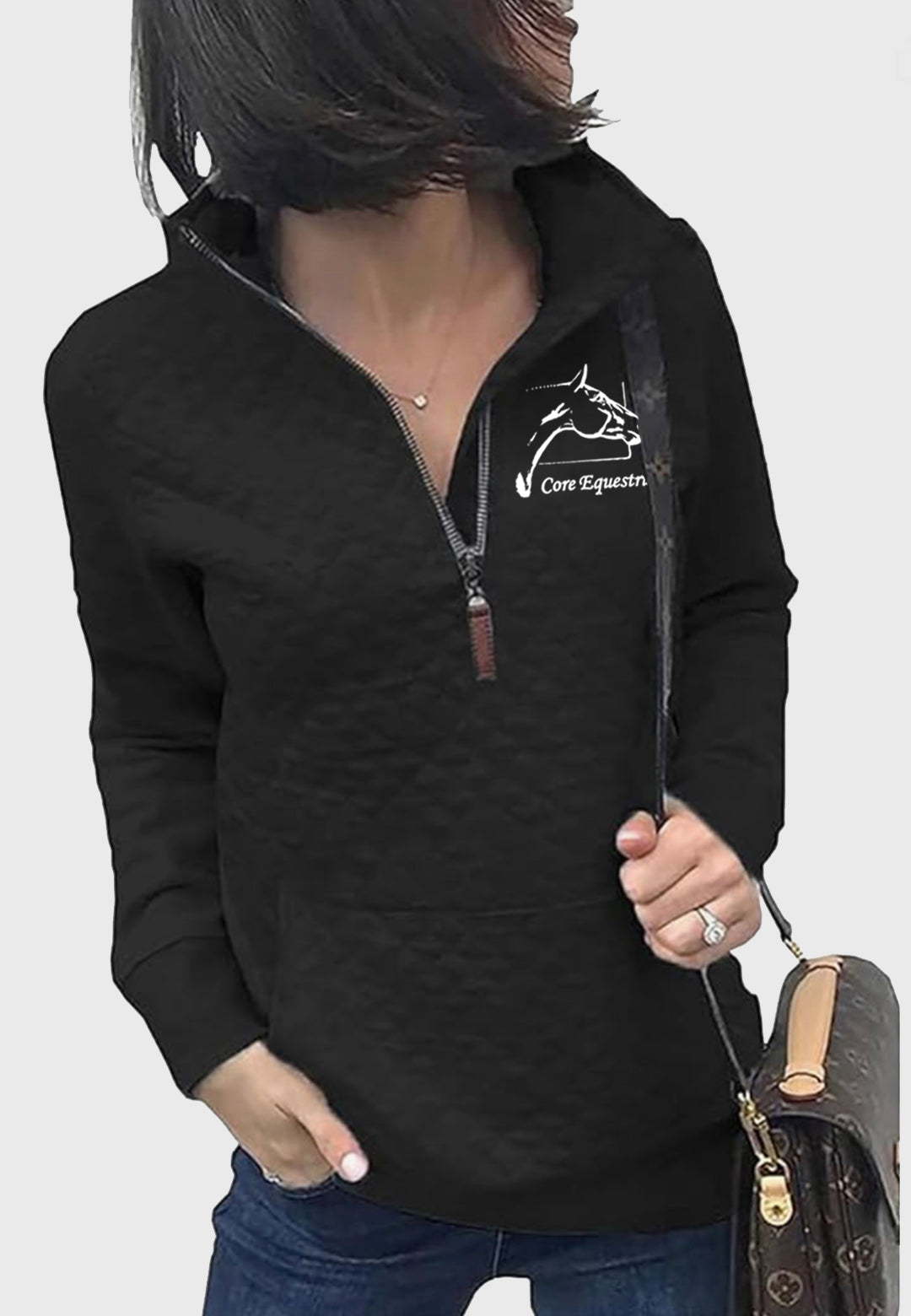 Core Equestrian Quilted Lightweight 1/2 Zip Long Sleeve