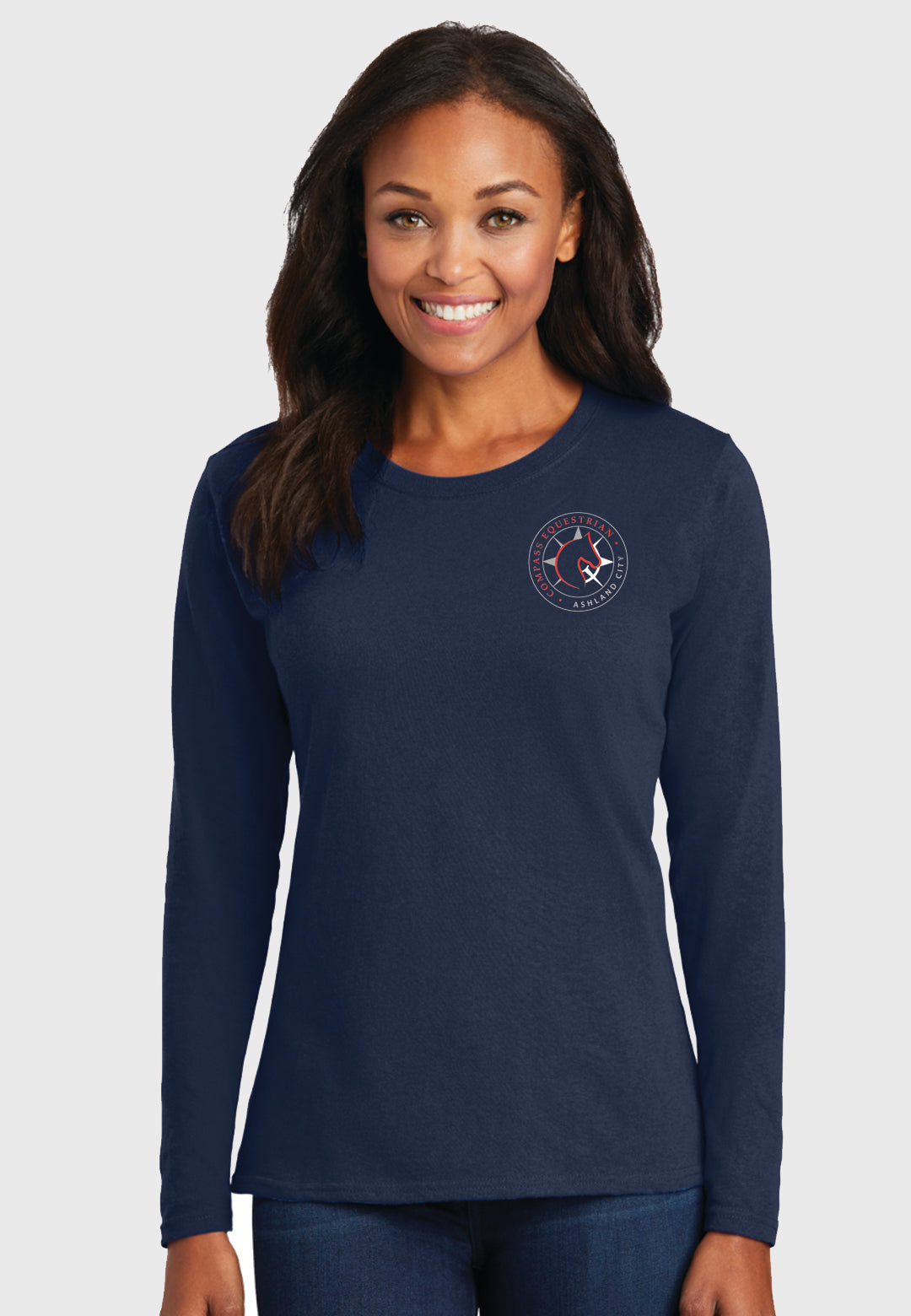 Compass Equestrian Port & Company® Core Cotton Tee, Youth + Adult Sizes,  2 Color Options