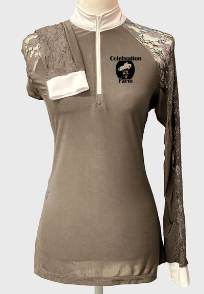 Celebration Farm Long Sleeve Show Shirt with Lace Sleeves, Ladies + Youth, 2 Color Options