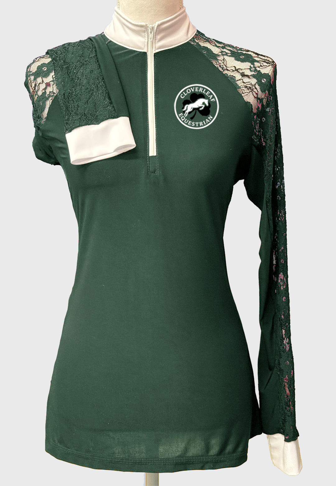 Cloverleaf Equestrian LS Hunter Show Shirt with Lace Sleeves, Ladies + Youth