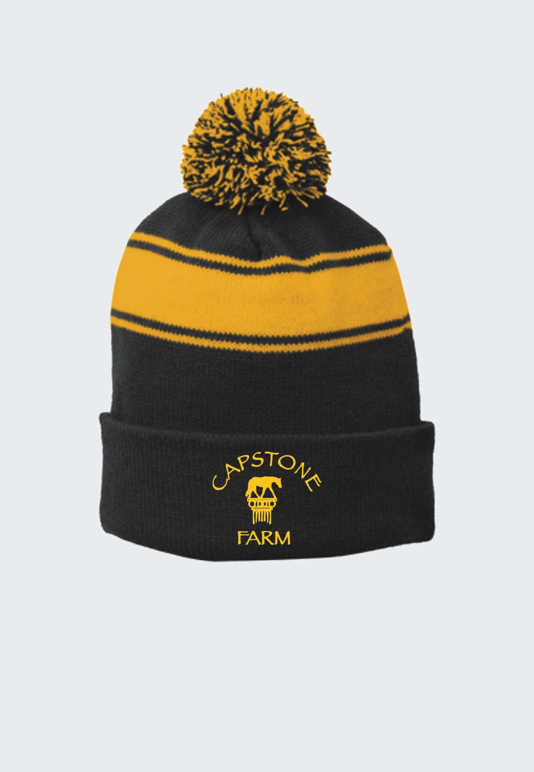 Capstone Farm Sport-Tek® Navy Stripe Pom Pom Beanie