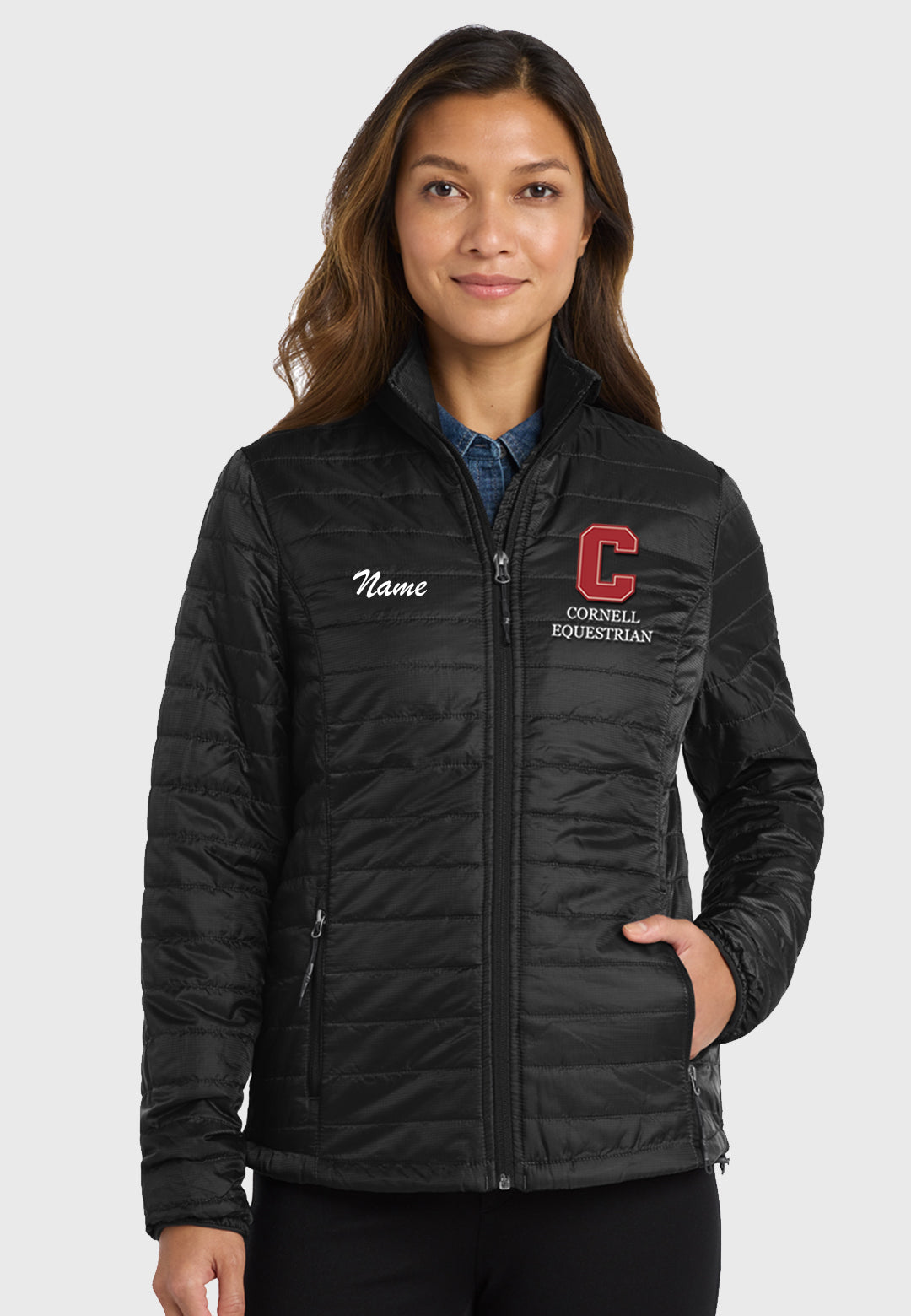 Cornell Equestrian Port Authority® Black Packable Puffy Jacket - Ladies + Mens Styles
