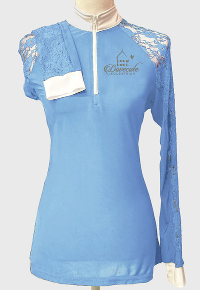 Dovecote Equestrian Long Sleeve Show Shirt with Lace Sleeves, Ladies + Youth, 2 Color Options