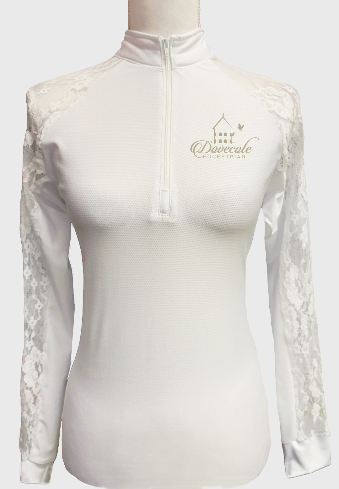 Dovecote Equestrian Long Sleeve Show Shirt with Lace Sleeves, Ladies + Youth, 2 Color Options