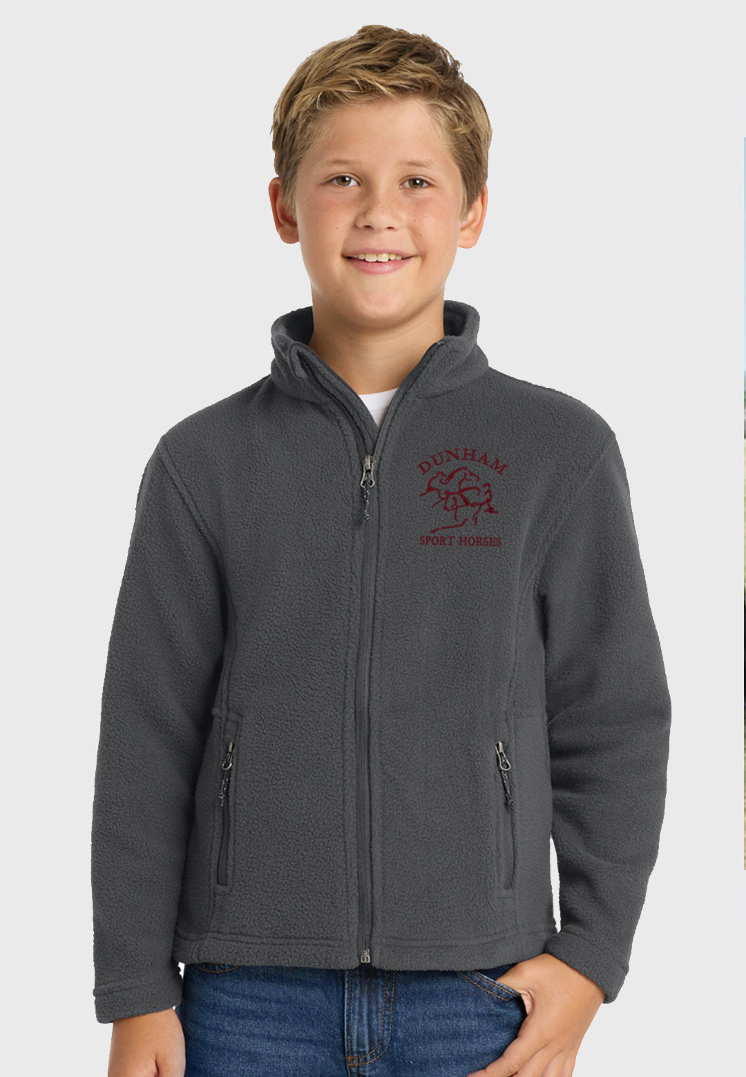 Dunham Sport Horses Port Authority® Youth Fleece Jacket - Grey