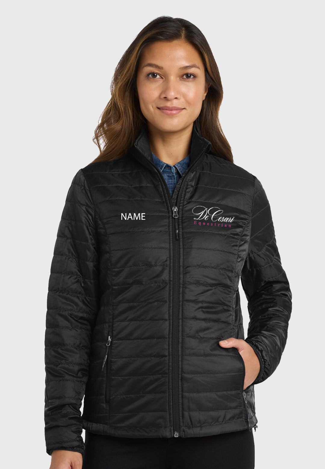 DeCesari Equestrian Port Authority® Black Packable Puffy Jacket - Ladies + Mens Styles