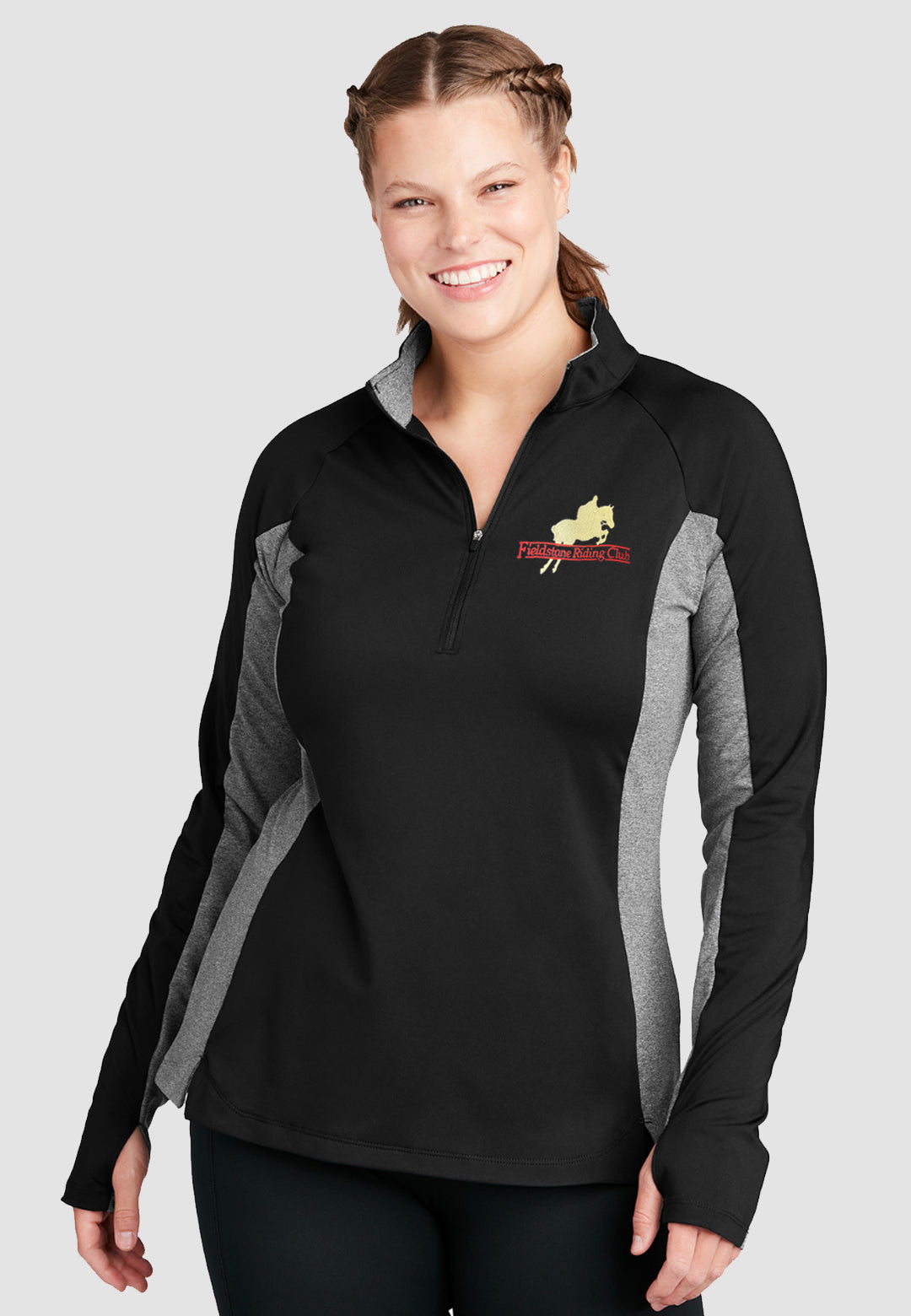 Fieldstone Riding Club Sport-Tek® Ladies Sport-Wick® Stretch Contrast 1/2-Zip Pullover - 2 Color Options